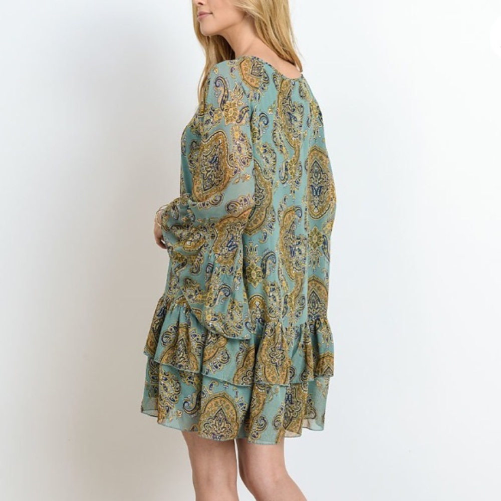 NEW Turquoise Ruffle Hem Dress - Picture 2 of 7
